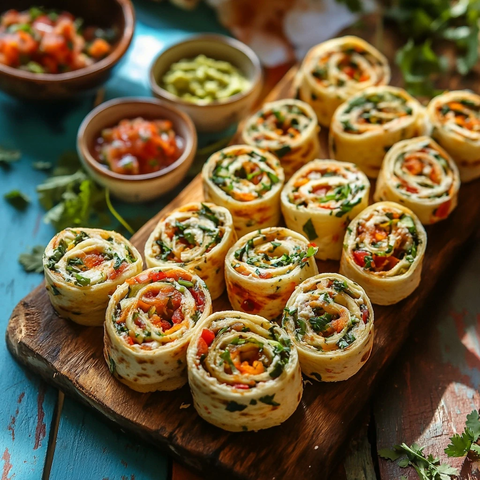 蔬菜芝士奶油卷配蘸酱