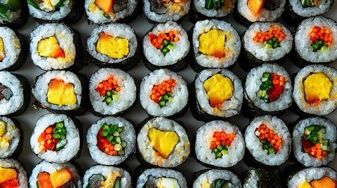 彩虹色传统紫菜包饭