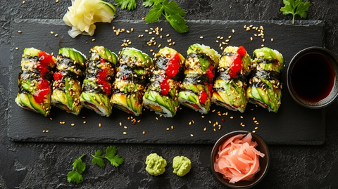 鳗鱼蟹肉卷配牛油果寿司