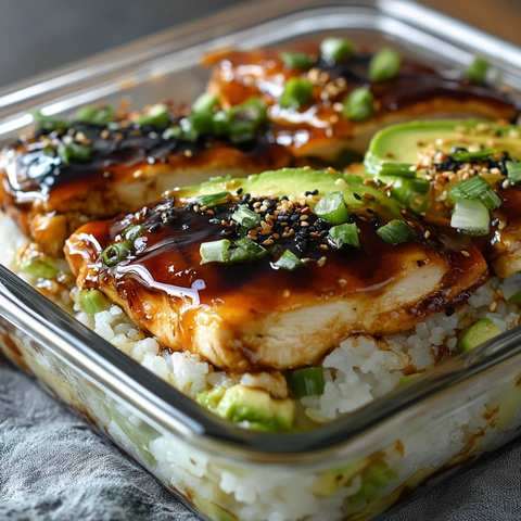 照烧鸡肉牛油果盖饭