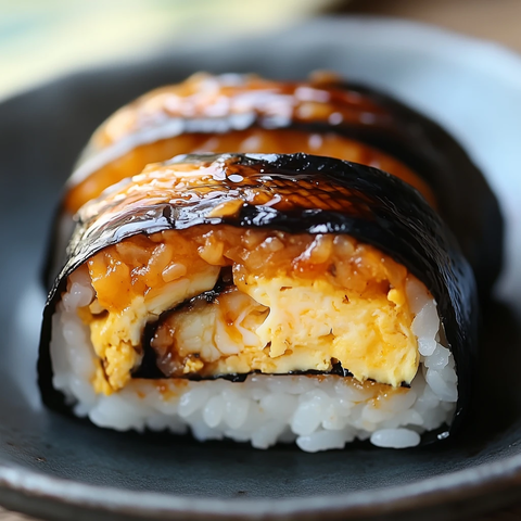 鳗鱼饭团配煎蛋芝士馅