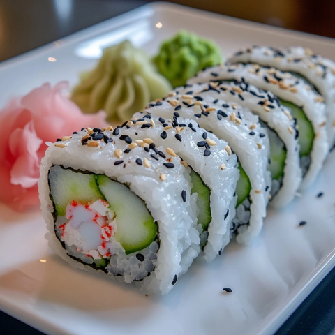 黄瓜卷寿司切件排列