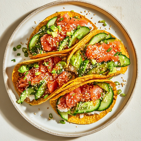 寿司塔可饼装盘展示