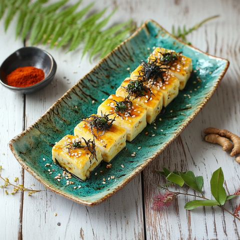 炸豆腐配柴鱼片与姜汁