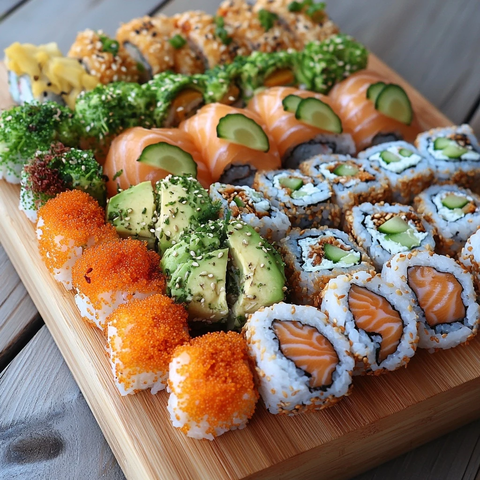 家庭寿司拼盘分享