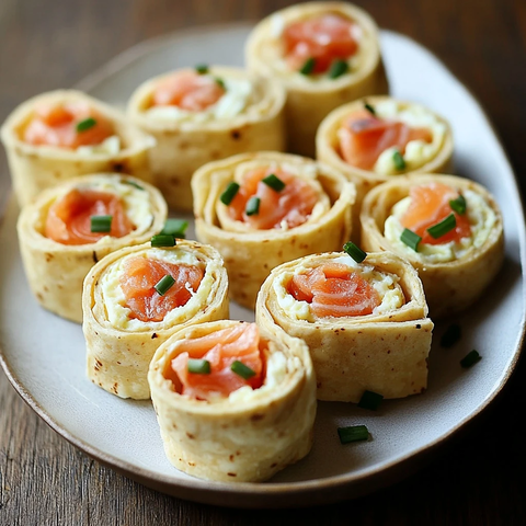 鸡蛋烟熏三文鱼卷饼