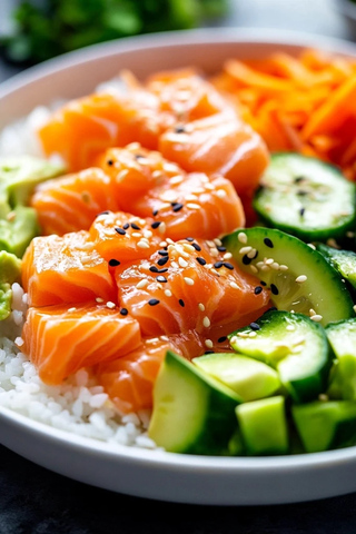 鲑鱼寿司饭沙拉碗