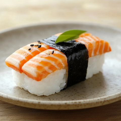 蟹肉寿司饭团配海苔装饰