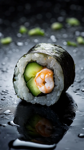 鲜虾牛油果黄瓜寿司卷