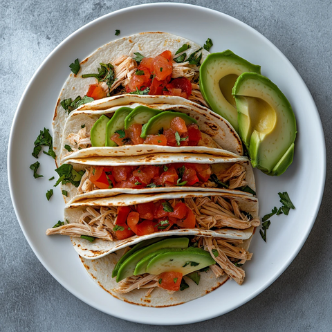鸡丝塔可配牛油果番茄莎莎