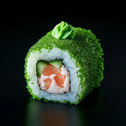 三文鱼虾卷配青瓜与青柳沙拉