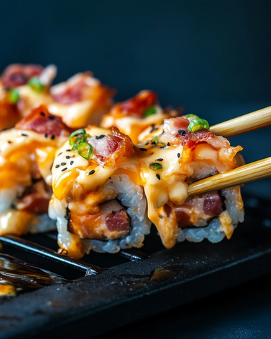 芝士培根寿司与烤架