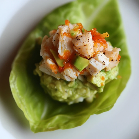 蟹肉牛油果泥生菜卷