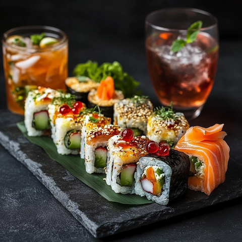 蔬菜寿司卷拼盘与新加坡司令
