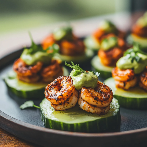 黑虾鳄梨黄瓜小点心