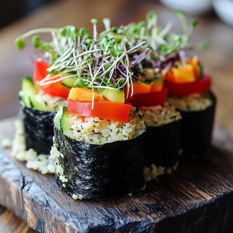 花椰菜寿司卷配蔬菜微绿