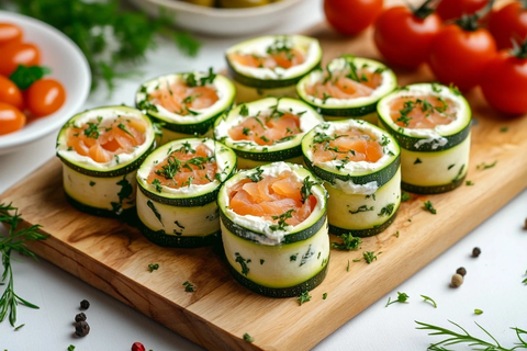 芝士烟熏三文鱼西葫芦卷