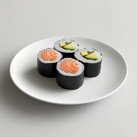 白色小盘装盛寿司