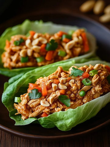 泰式鸡肉生菜卷拼盘