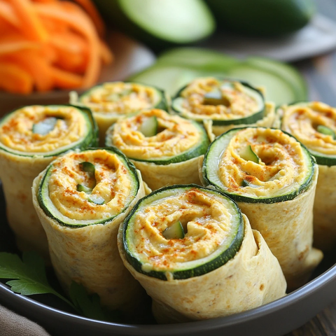 自制黄瓜卷配鹰嘴豆泥