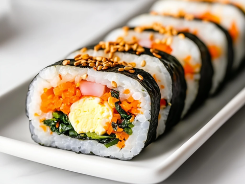 韩式紫菜包饭切片摆盘