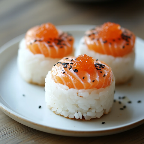 寿司米糕点配三文鱼