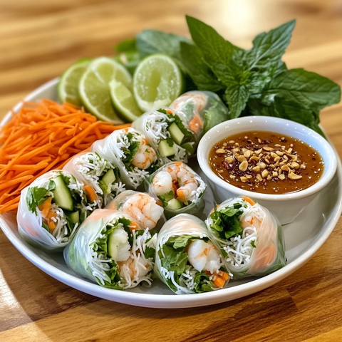 越南春卷配花生酱蘸料