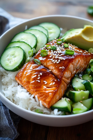 照烧三文鱼牛油果饭碗