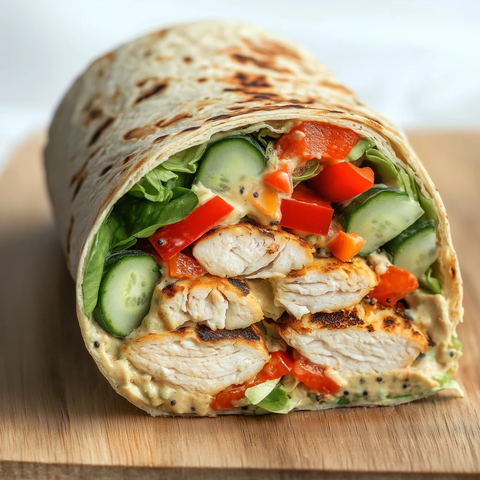 烤鸡鹰嘴豆泥蔬菜卷