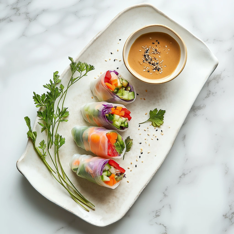 彩虹米纸卷配花生酱