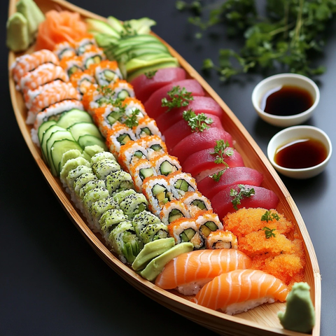 木船盛装多彩寿司盛宴