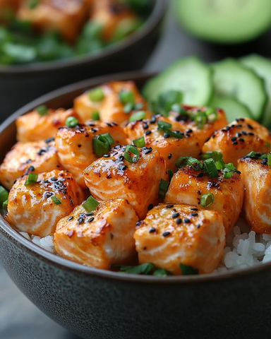 香脆炸鲑鱼块饭碗