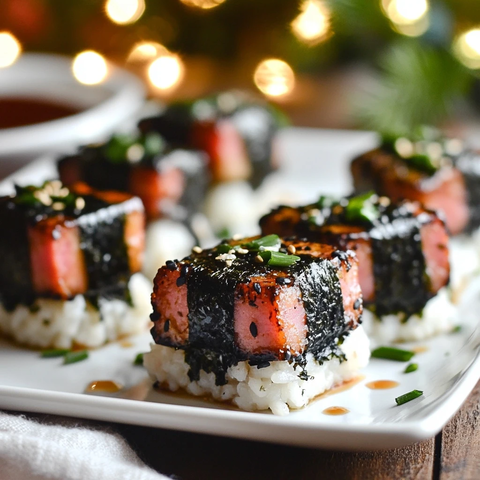 烤肉海苔卷粢饭圣诞餐桌摆盘