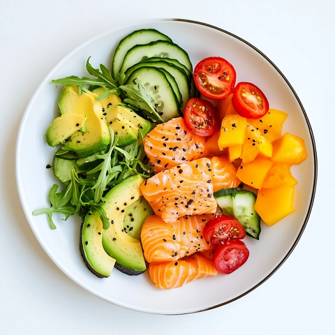 蔬菜鱼片牛油果均衡搭配