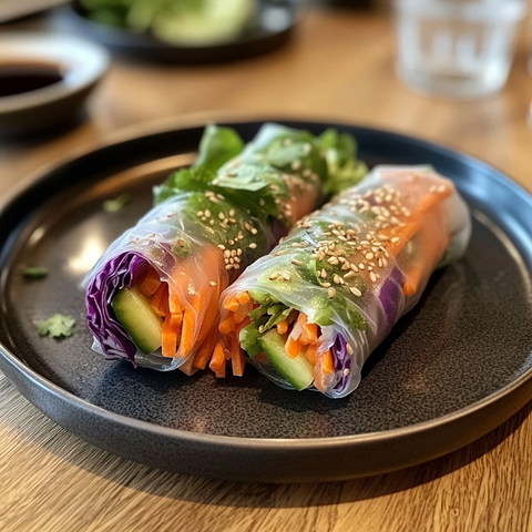 米纸卷配牛油果黄瓜胡萝卜