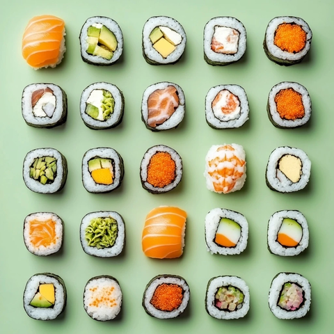 几何排列寿司拼盘