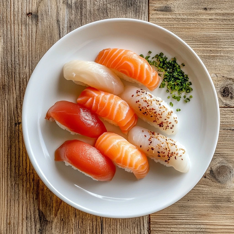 鲑鱼寿司木板摆盘