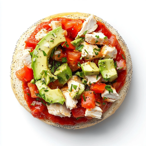 番茄酱牛油果火鸡肉贝果