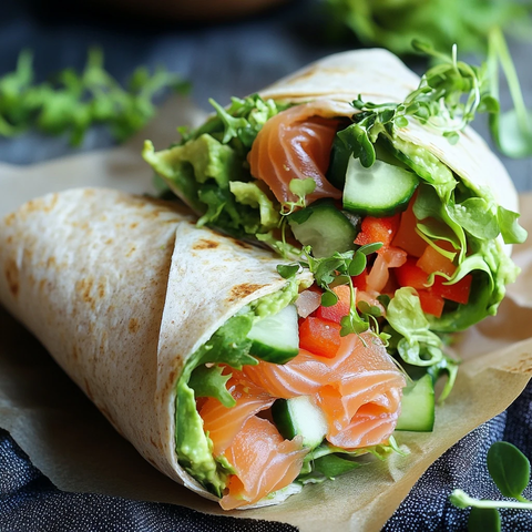 烟熏三文鱼沙拉配黄瓜鳄梨