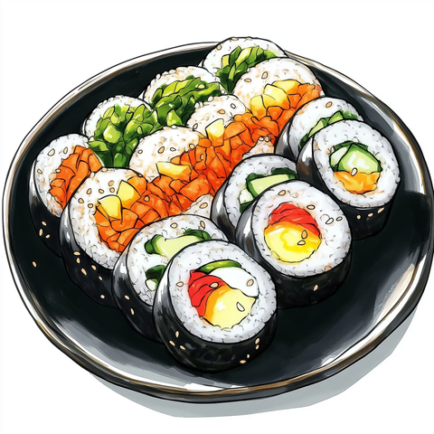 金枪鱼紫菜包饭配蔬菜蛋卷