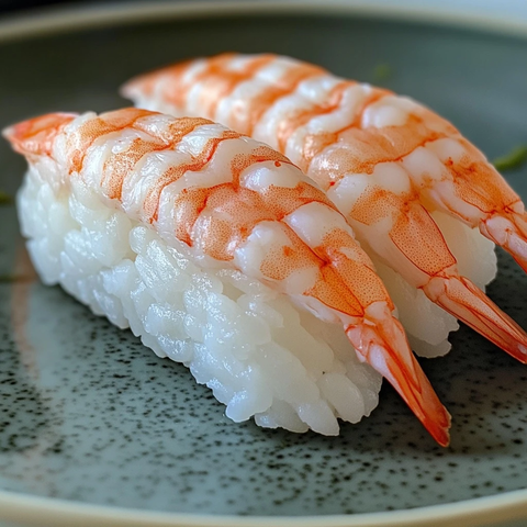 寿司虾肉细腻纹理特写