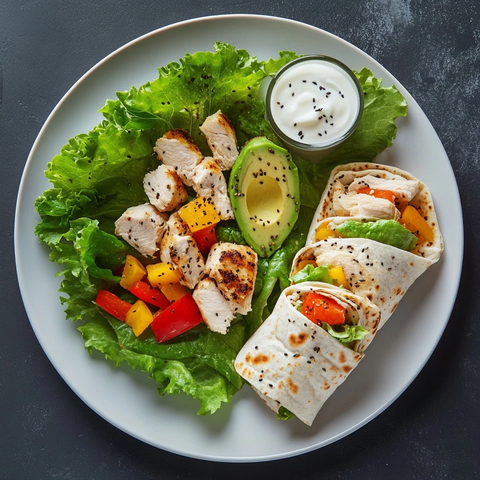 鸡肉牛油果皮塔卷早餐