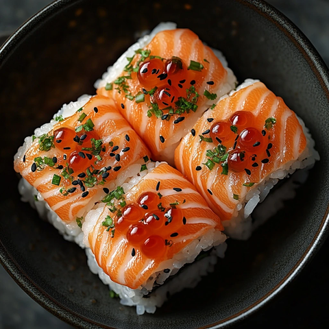 寿司排列俯拍特写