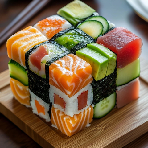 寿司魔方拼盘与筷子