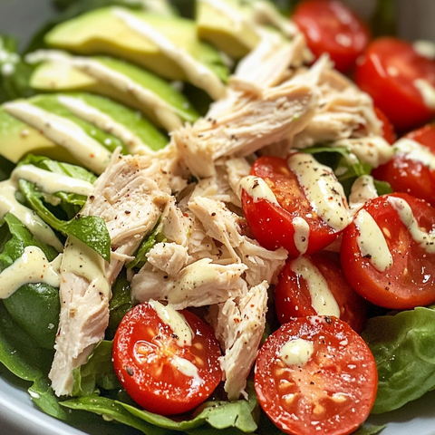 新鲜鸡肉沙拉特写