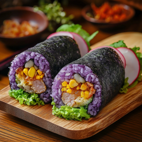 紫米海苔饭团内馅丰富