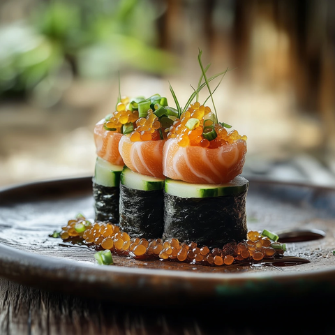 鲑鱼牛油果黄瓜寿司卷