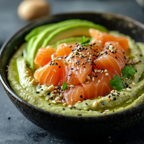 三文鱼牛油果鹰嘴豆泥