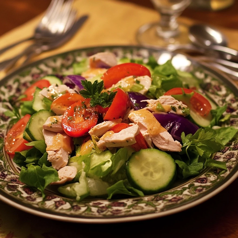 鸡肉蔬菜沙拉家庭餐
