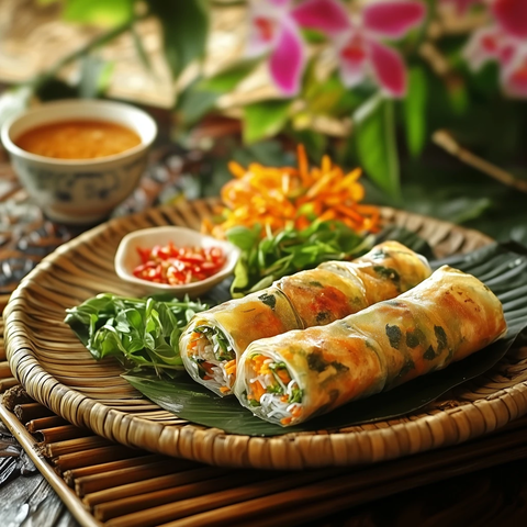 越南煎饼搭配竹席前视图